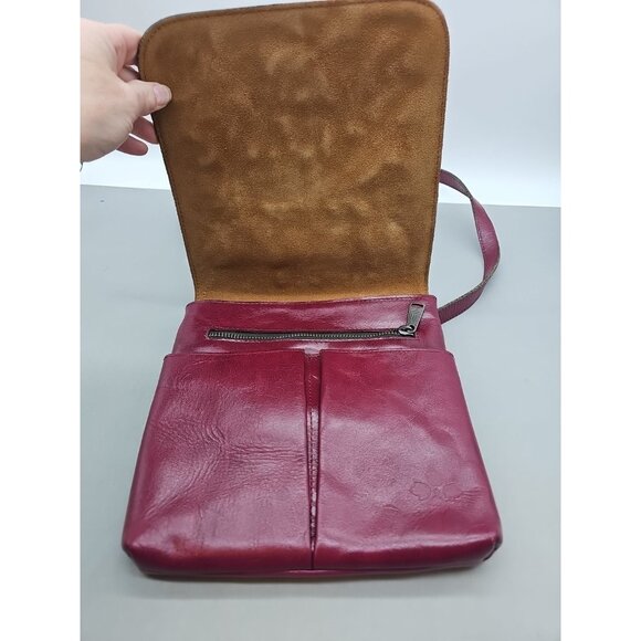Patricia Nash Granada Tooled Genuine Leather Crossbody Florence Burgundy - Picture 4 of 10